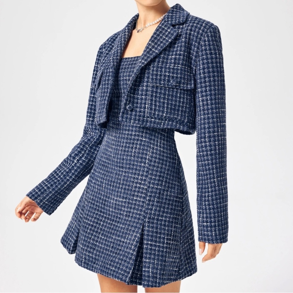Tweed Mini Dress and Crop Blazer Set